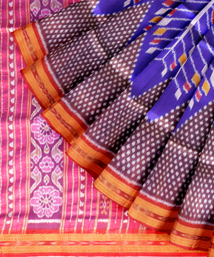 Multicolor dark red handloom khandua silk saree