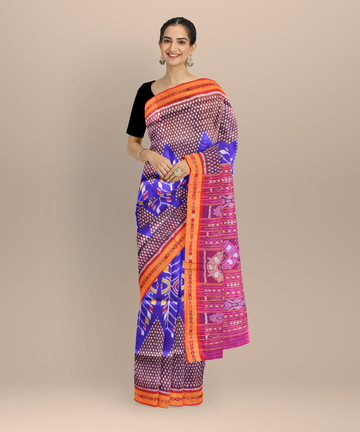 Multicolor dark red handloom khandua silk saree