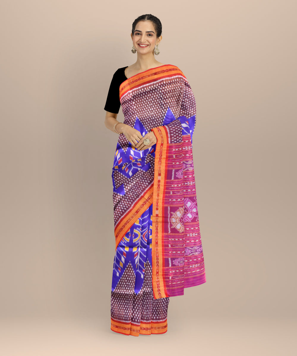 Multicolor dark red handloom khandua silk saree