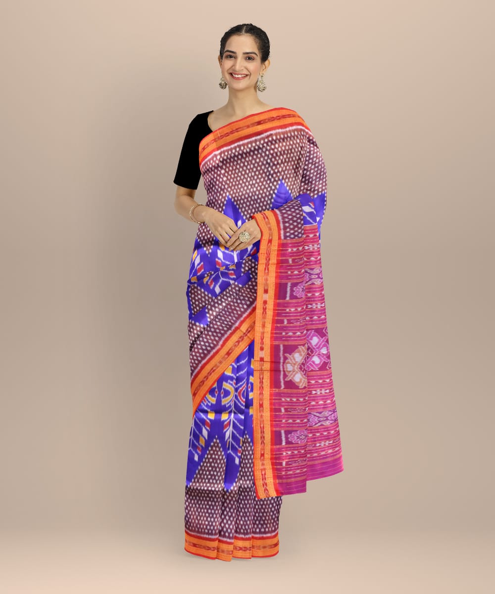 Multicolor dark red handloom khandua silk saree