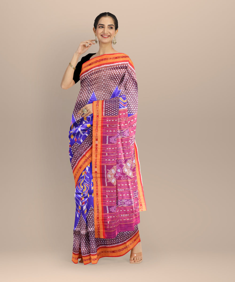 Multicolor dark red handloom khandua silk saree