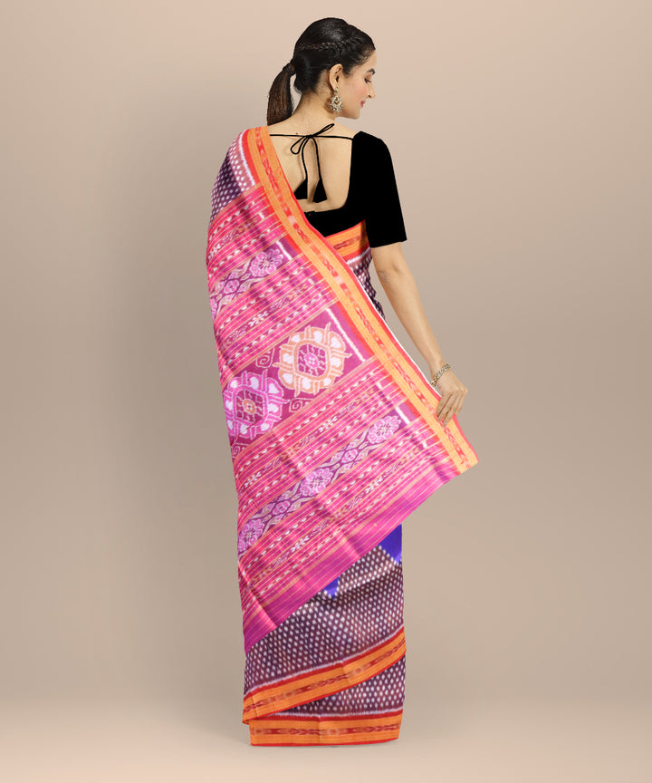 Multicolor dark red handloom khandua silk saree