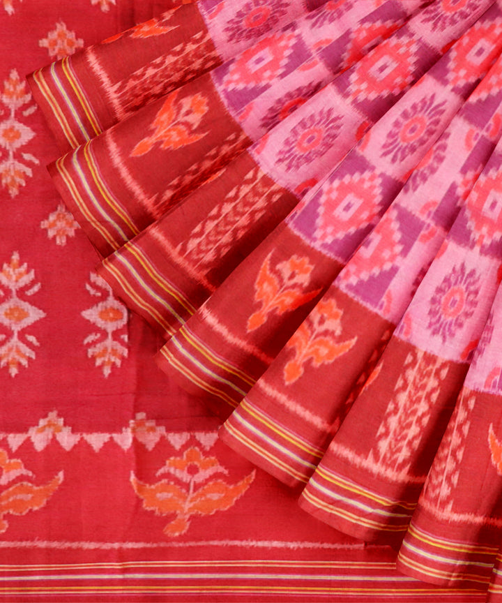 Fandango english lavender falu red cotton handloom nuapatna saree
