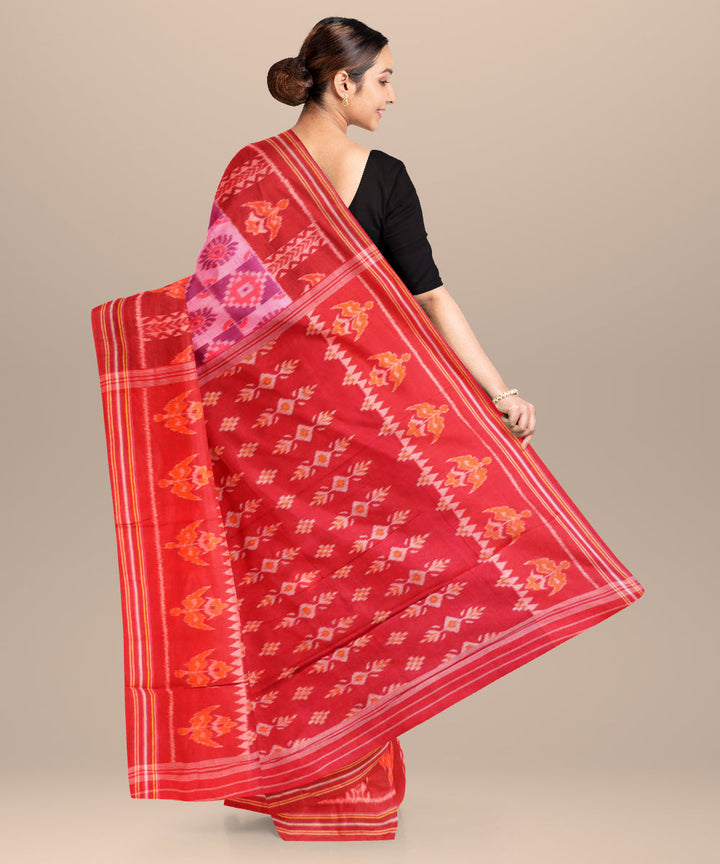 Fandango english lavender falu red cotton handloom nuapatna saree