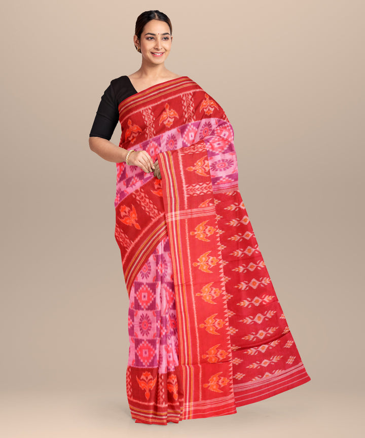 Fandango english lavender falu red cotton handloom nuapatna saree