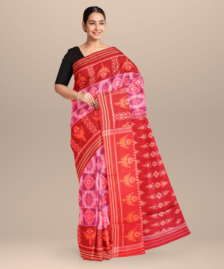 Fandango english lavender falu red cotton handloom nuapatna saree