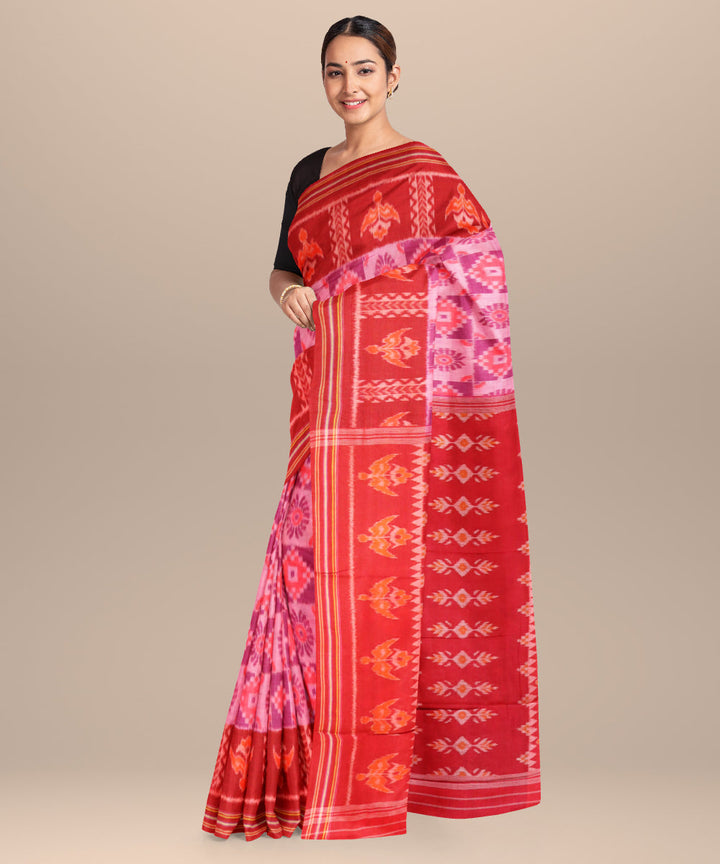 Fandango english lavender falu red cotton handloom nuapatna saree