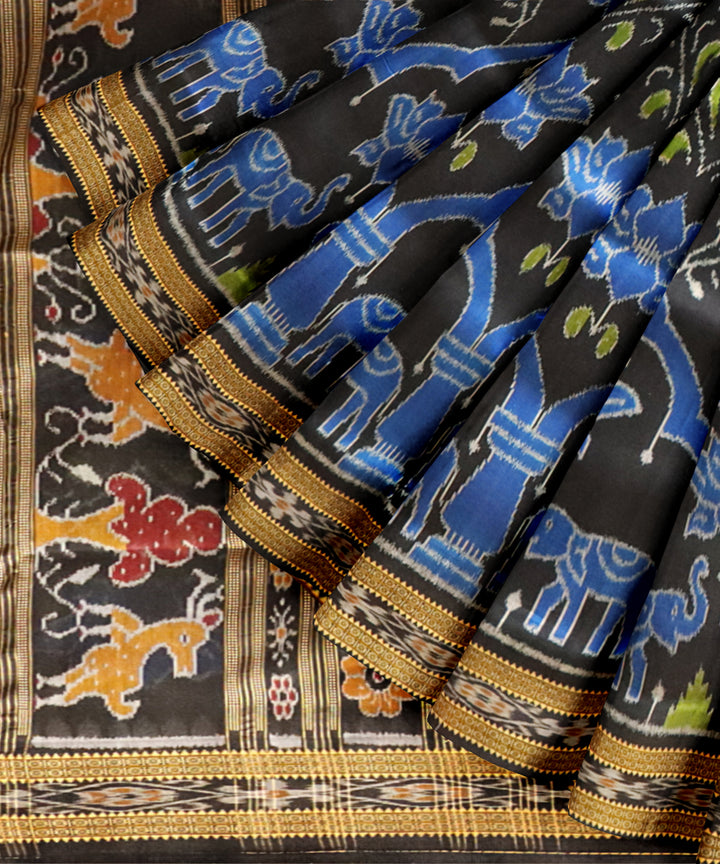 Black black silk handloom khandua saree