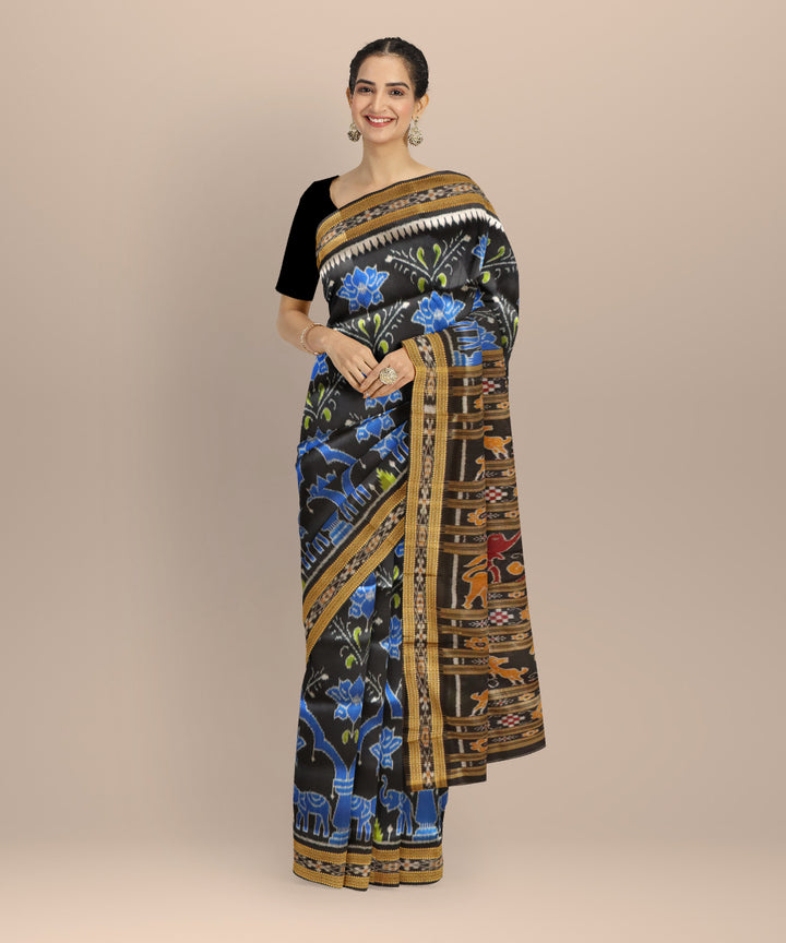 Black black silk handloom khandua saree