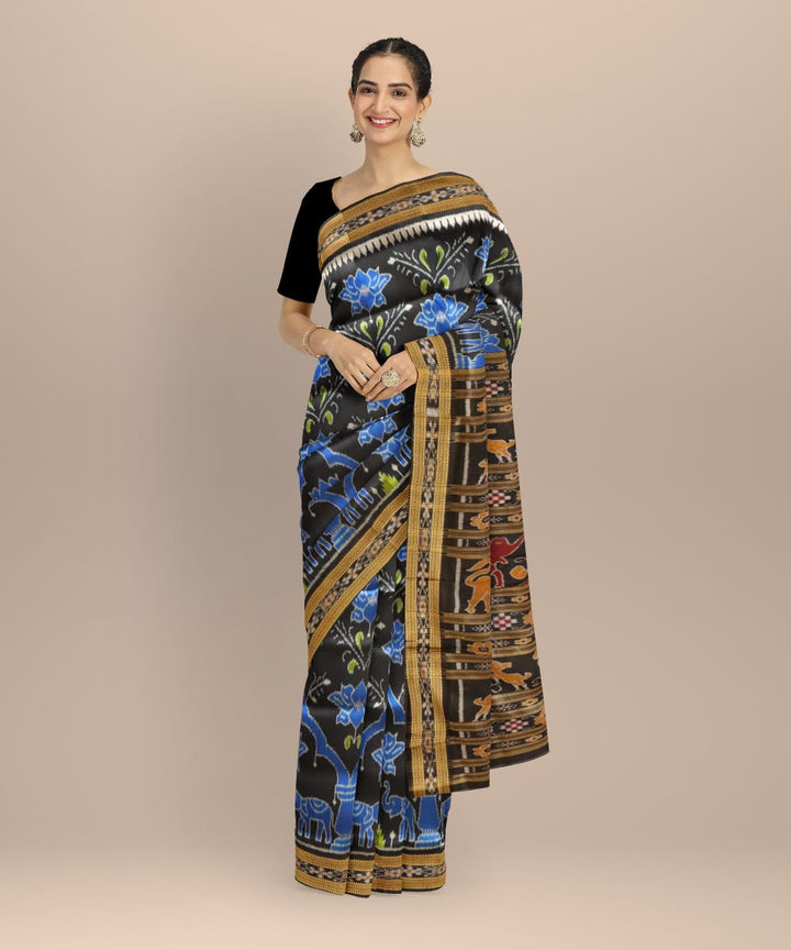 Black black silk handloom khandua saree
