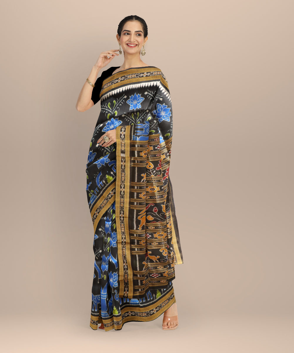 Black black silk handloom khandua saree