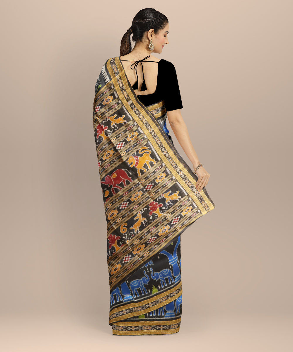 Black black silk handloom khandua saree