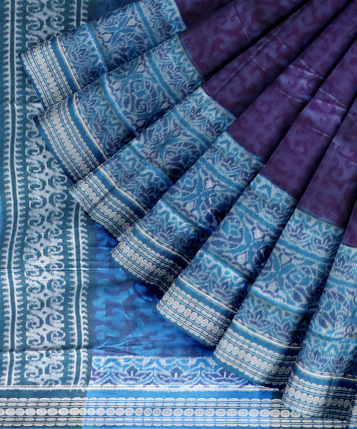 Multicolor denim handloom cotton sambalpuri saree