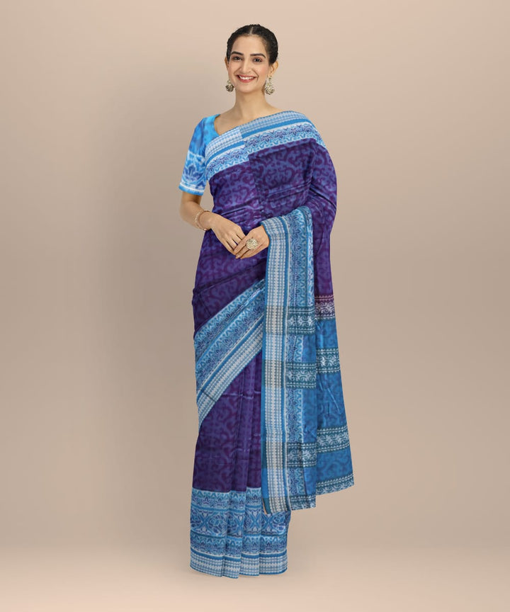 Multicolor denim handloom cotton sambalpuri saree