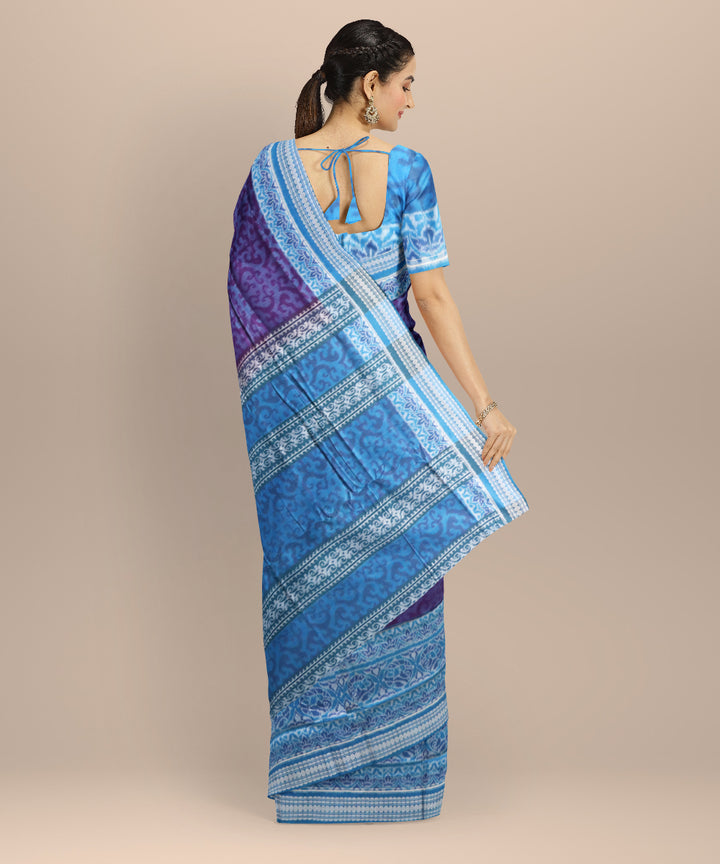 Multicolor denim handloom cotton sambalpuri saree