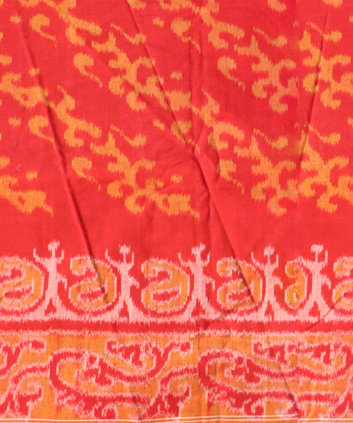 Sky blue dark red cotton handloom sambalpuri saree