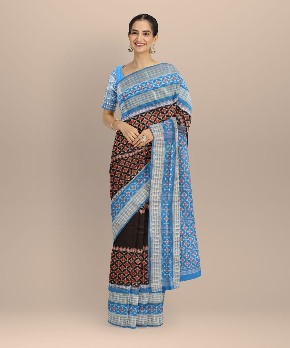 Black denim cotton handloom sambalpuri saree