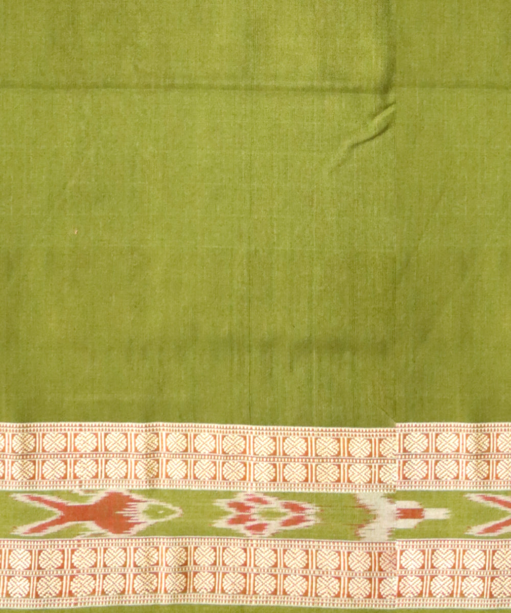 Cyan blue dark moss green cotton handloom sambalpuri saree