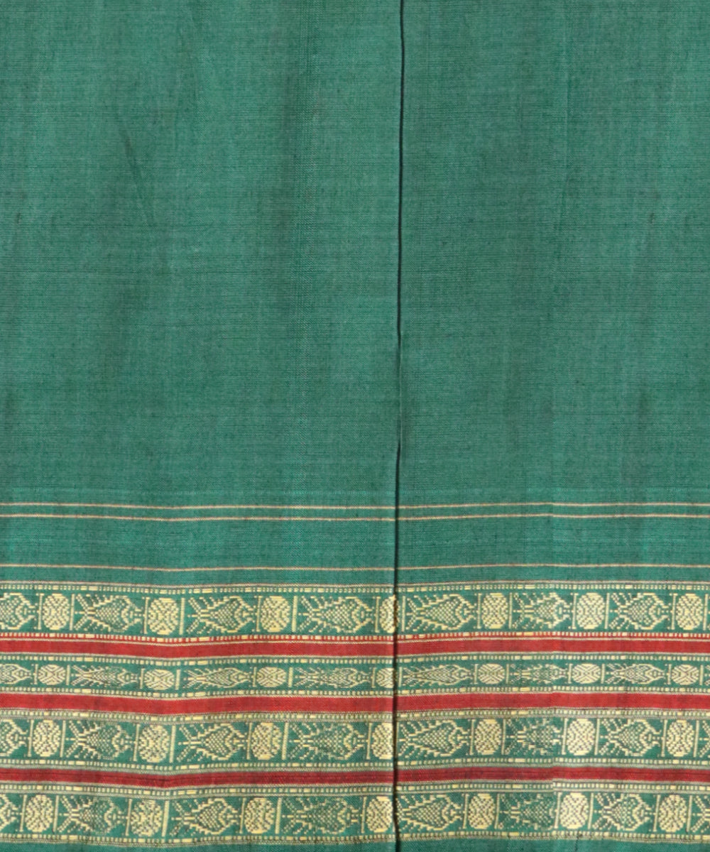 Multicolor dark green cotton handloom sambalpuri saree