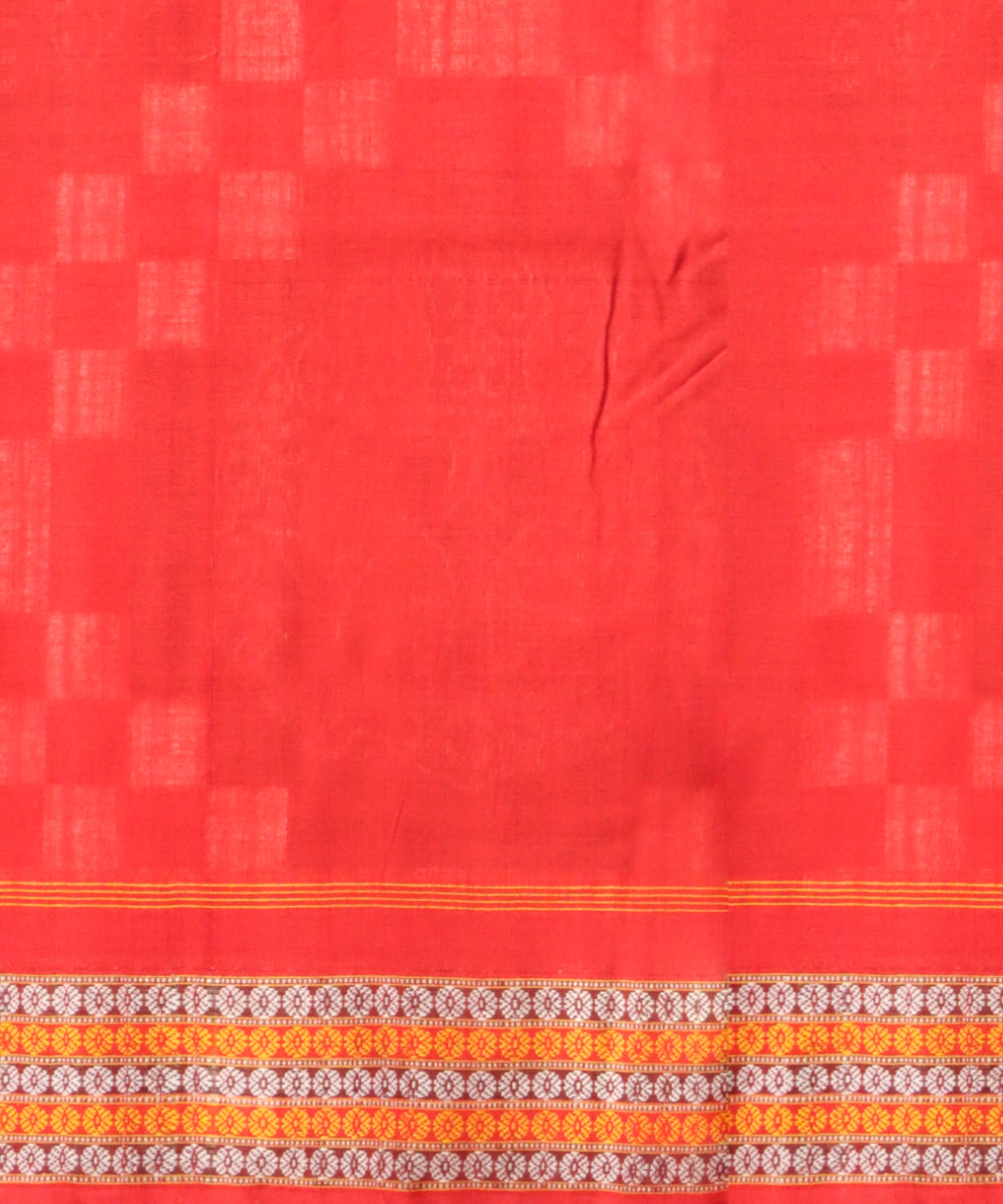Multicolor dark red handloom cotton sambalpuri saree