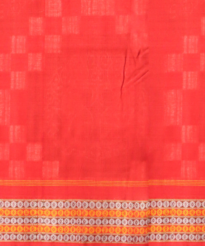 Multicolor dark red handloom cotton sambalpuri saree