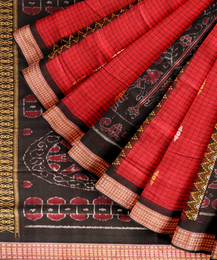 Multicolor black handloom cotton sambalpuri saree