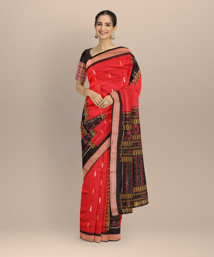 Multicolor black handloom cotton sambalpuri saree