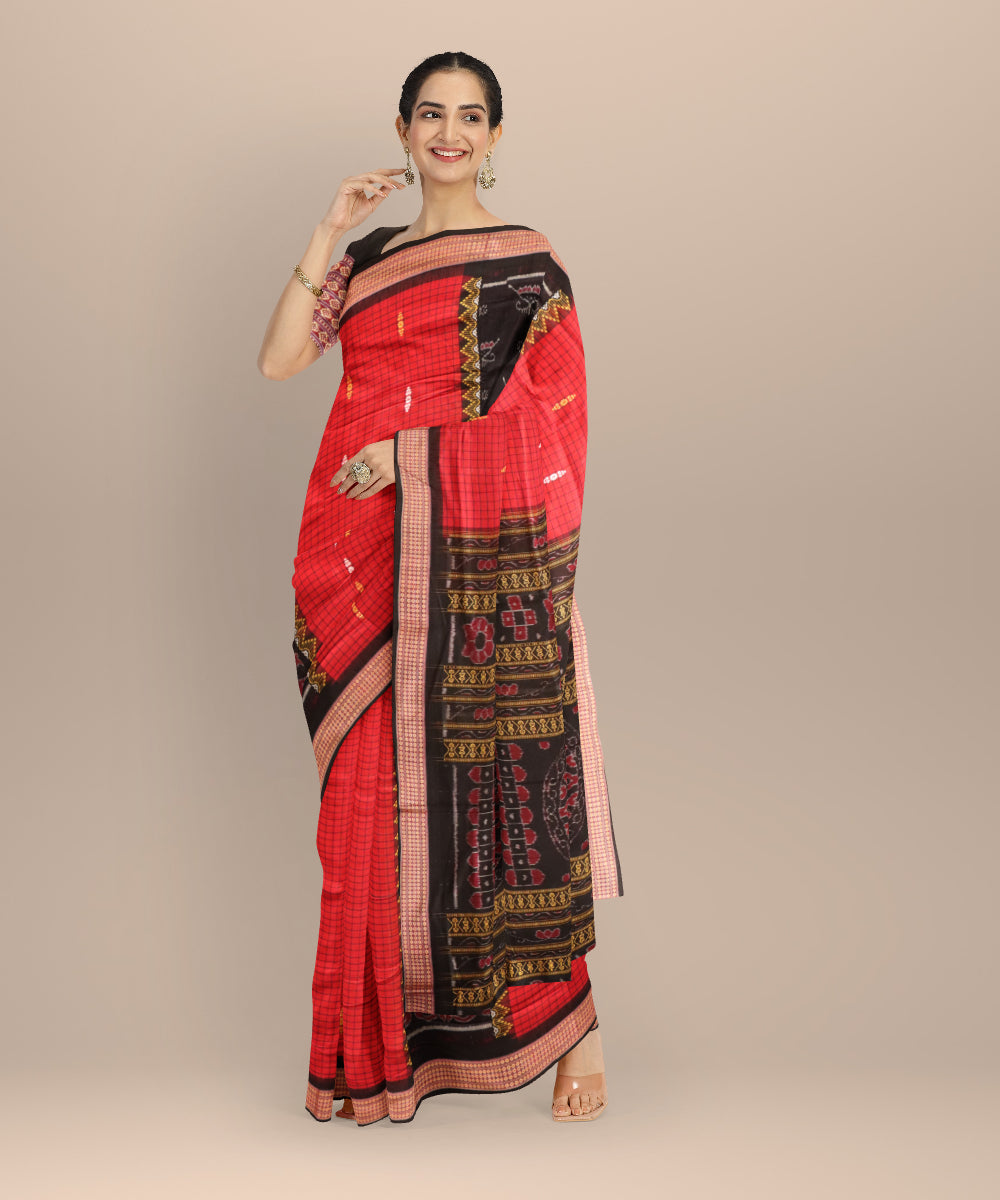Multicolor black handloom cotton sambalpuri saree
