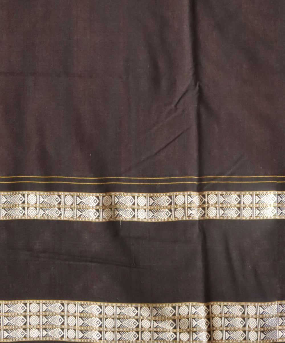 Orange black cotton handloom sambalpuri saree
