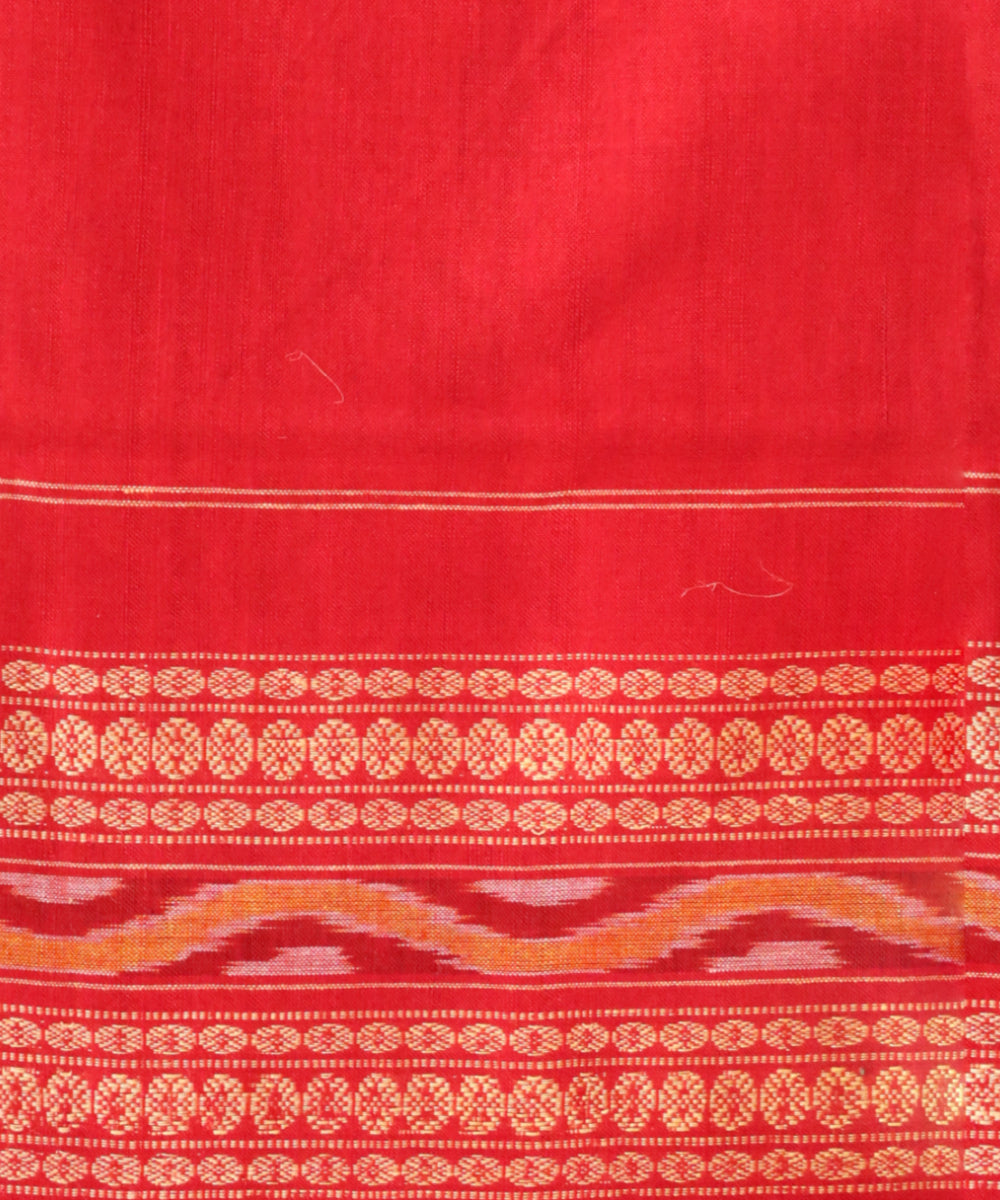 Multi color dark red handloom cotton sambalpuri saree