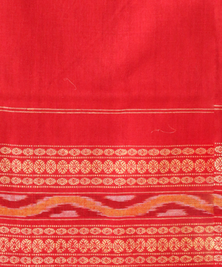 Multi color dark red handloom cotton sambalpuri saree
