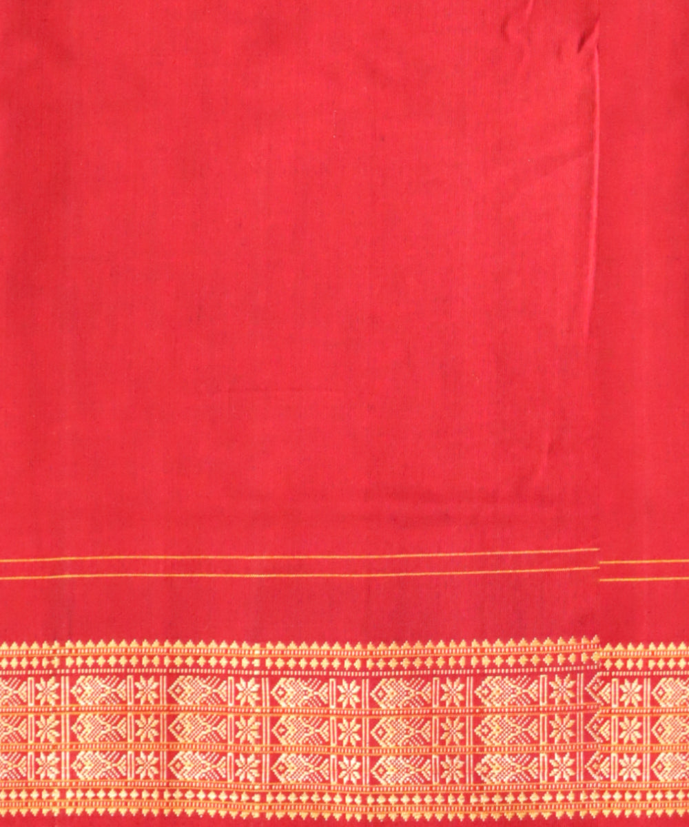 Orange black bean cotton handloom sambalpuri saree