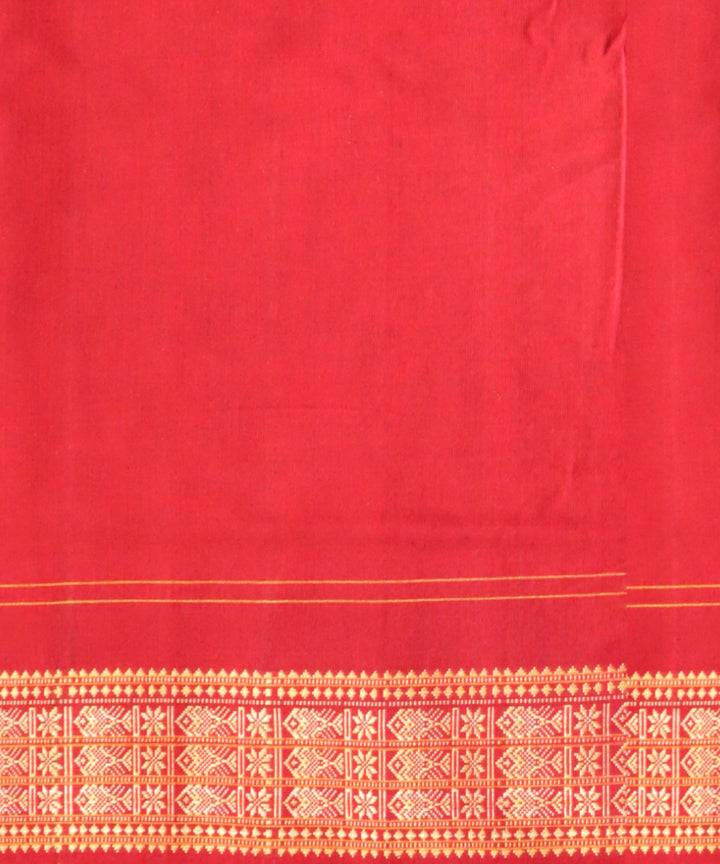 Orange black bean cotton handloom sambalpuri saree