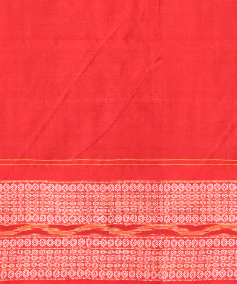 Cyan blue dark red cotton handloom sambalpuri saree