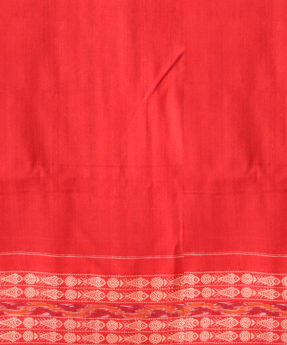 Brown dark red cotton handloom sambalpuri saree