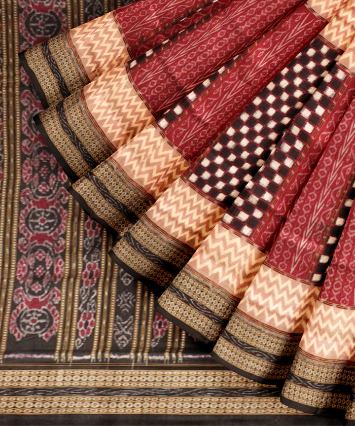 Multi color black handloom cotton sambalpuri saree