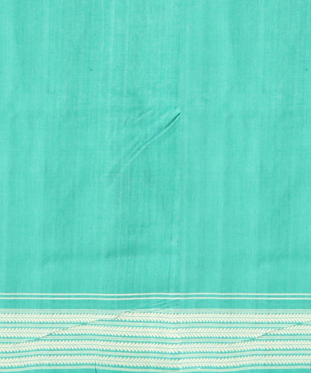 Maroon deep green-cyan turquoise cotton handloom sambalpuri saree