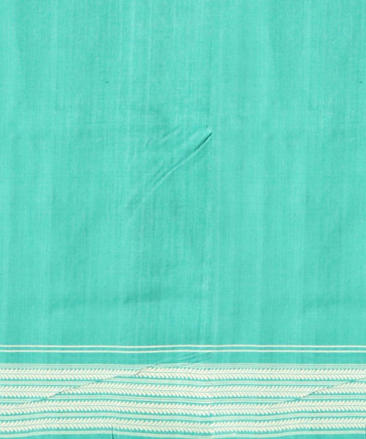 Maroon deep green-cyan turquoise cotton handloom sambalpuri saree