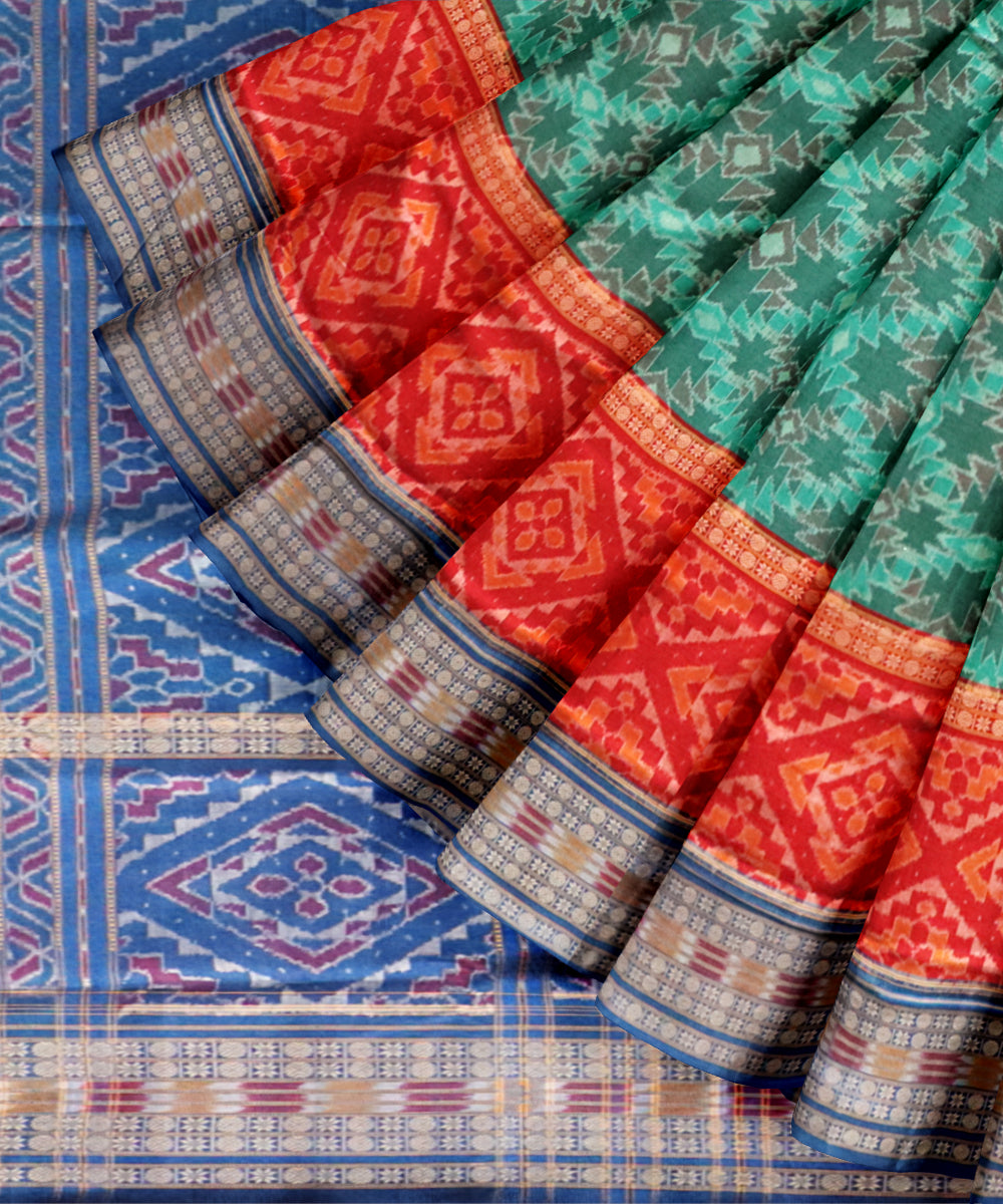 Multicolor denim cotton handloom sambalpuri saree