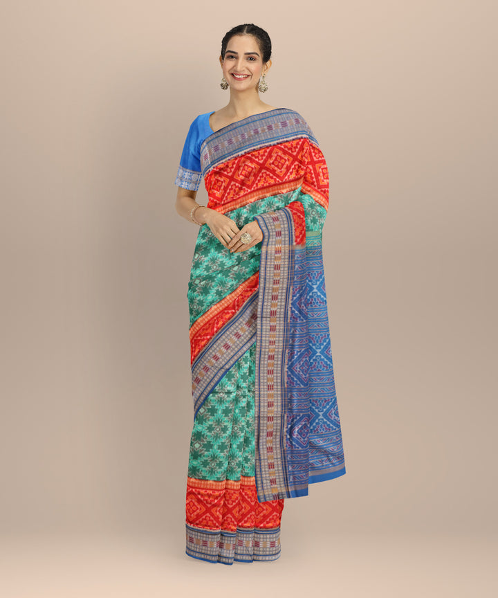 Multicolor denim cotton handloom sambalpuri saree