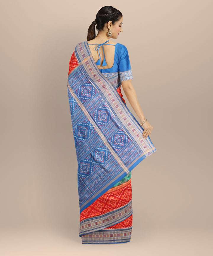 Multicolor denim cotton handloom sambalpuri saree