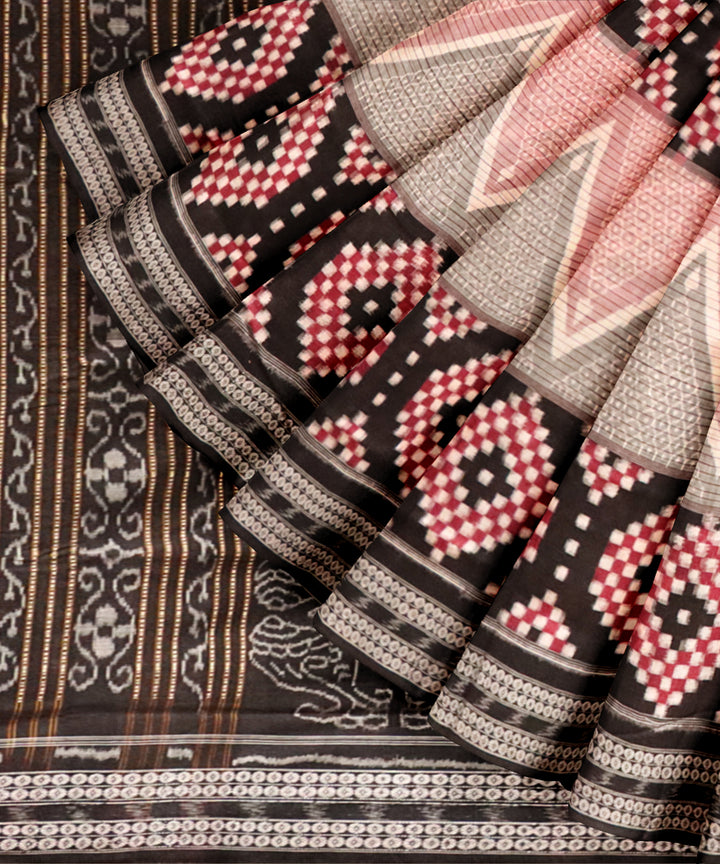 Multicolor black hand loom cotton sambalpuri saree