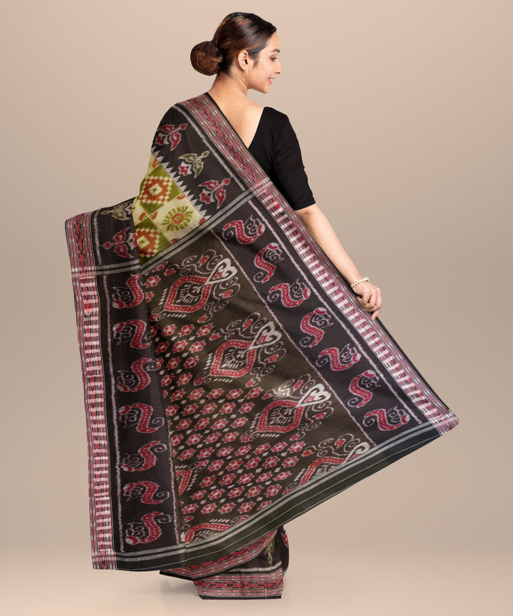 Deep spring bud eton black cotton handloom nuapatna saree