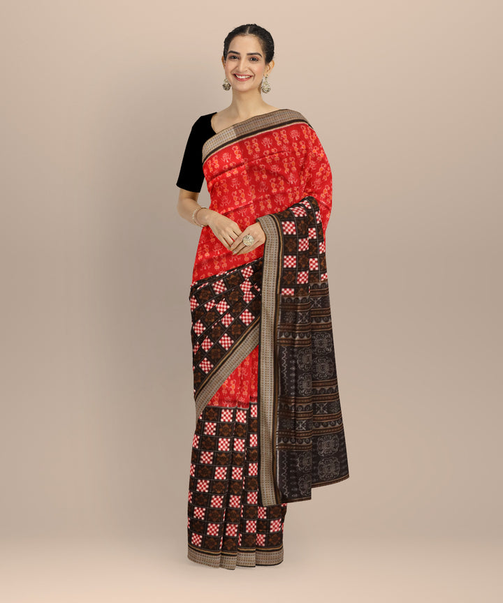 Multicolor black sambalpuri handloom cotton saree