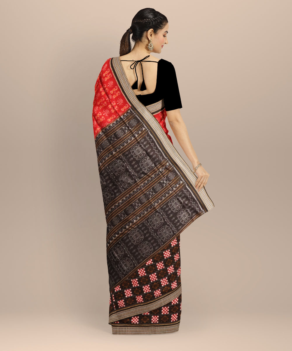 Multicolor black sambalpuri handloom cotton saree