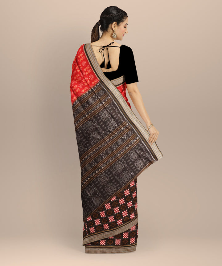 Multicolor black sambalpuri handloom cotton saree