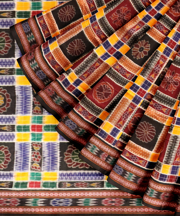 Multicolor black handloom sambalpuri cotton saree