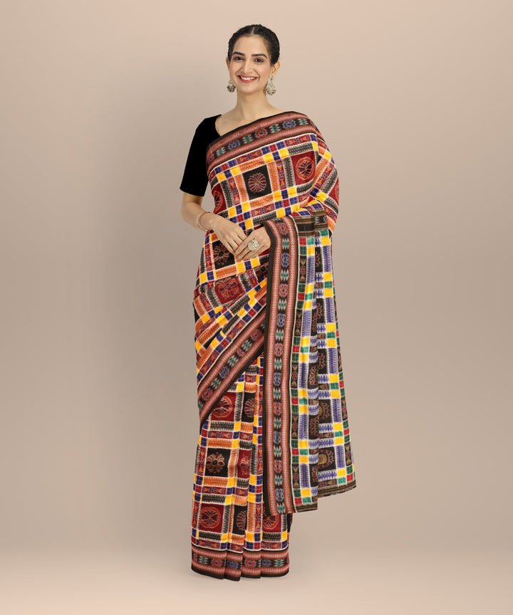 Multicolor black handloom sambalpuri cotton saree