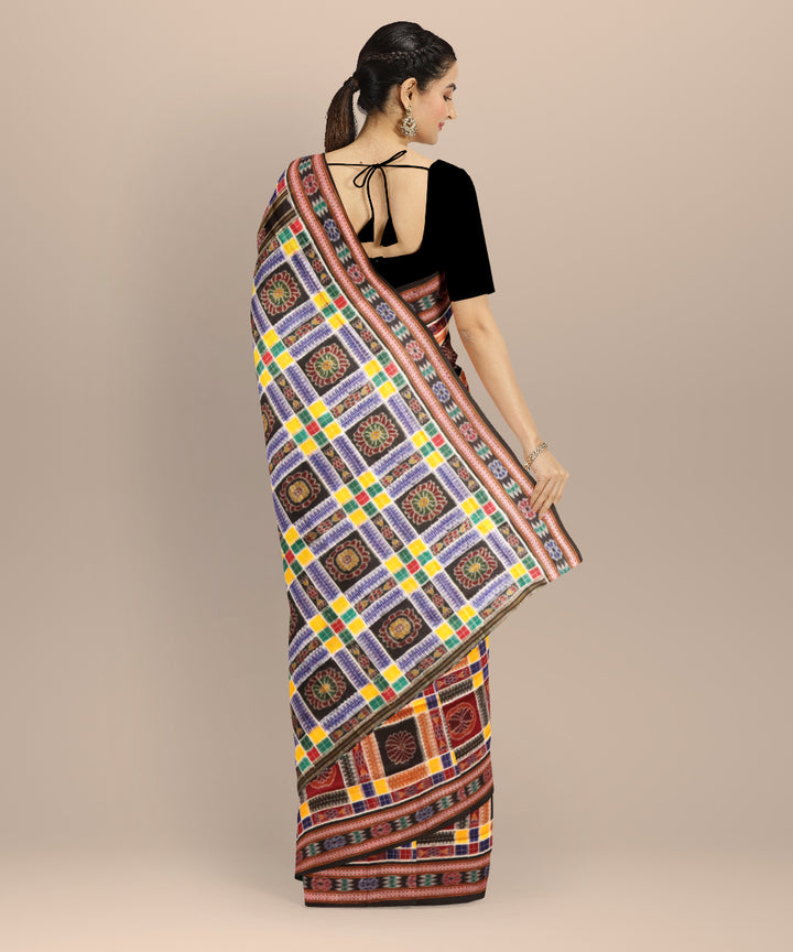Multicolor black handloom sambalpuri cotton saree