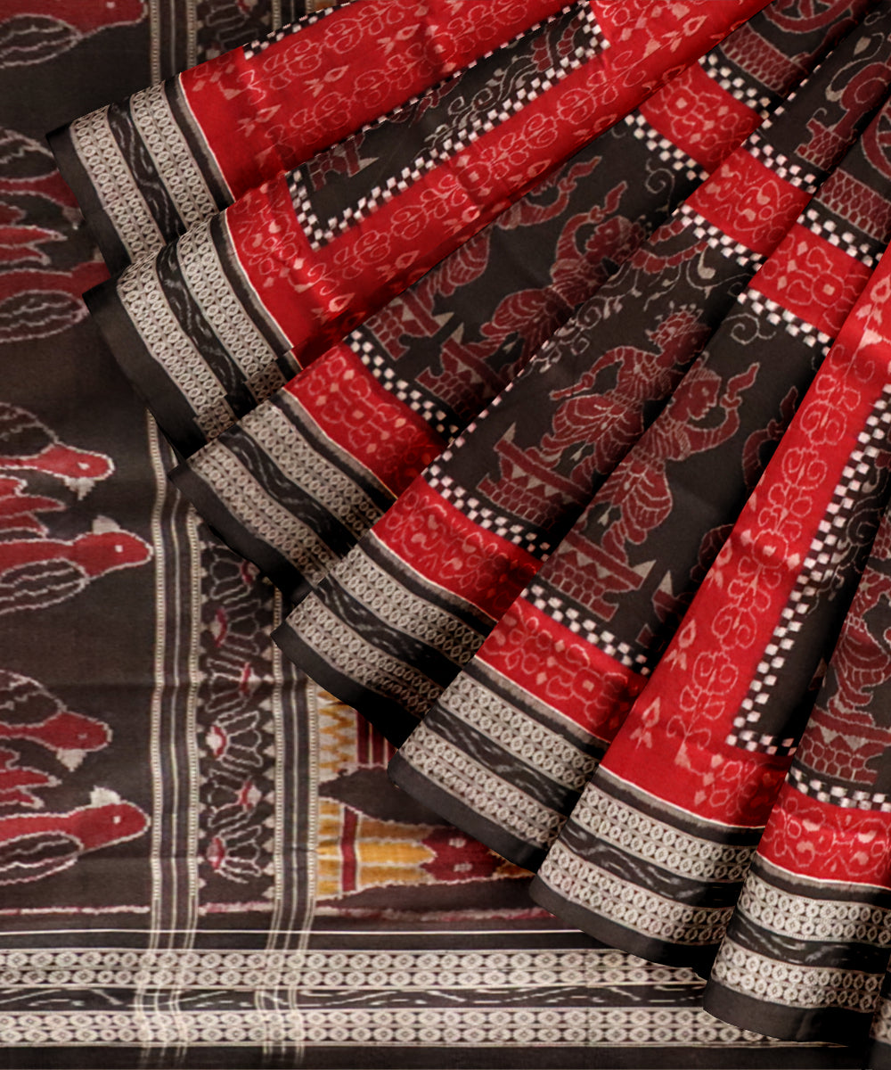 Multi color black handloom sambalpuri cotton saree
